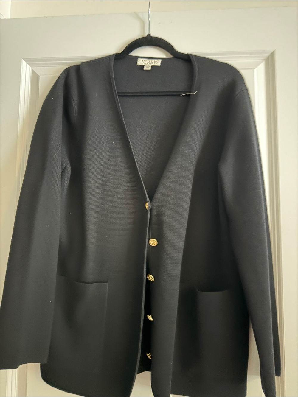 J. Crew Black Women's Blazer with Gold Buttons